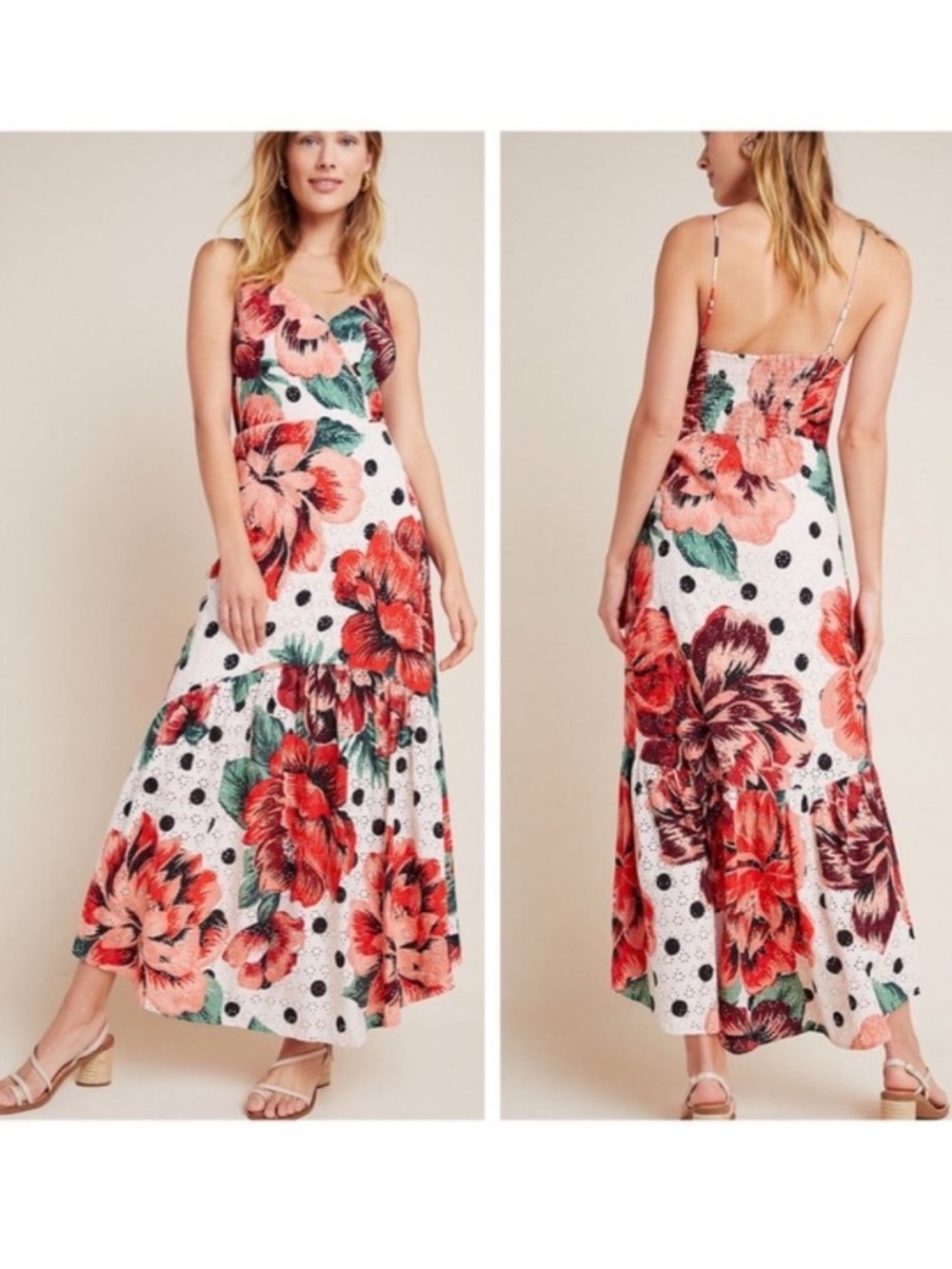 Farm Rio for Anthropologie Riviera Floral Eyelet Maxi Dress Size 2 - Picture 2 of 15